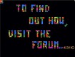 Screenshot of “To find out how, visit the forum...”